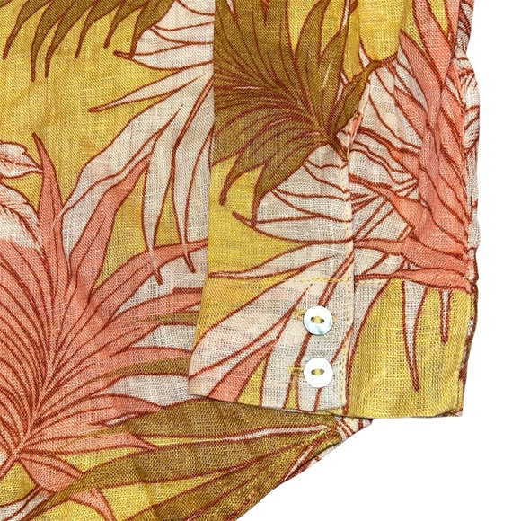 NWT Tahari 100% Linen Tropical Palm Print Button Up Shirt Size M - Picture 5 of 7